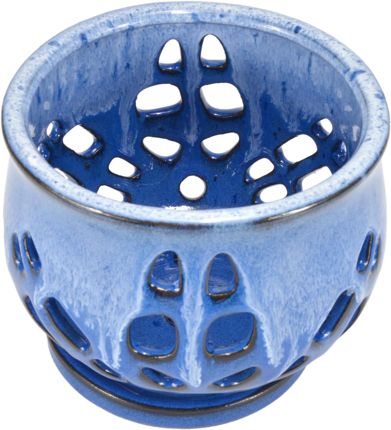 W&W Orchid Pot with Holes and Saucer for Repotting and Better Grow, White and Blue, 6.5"