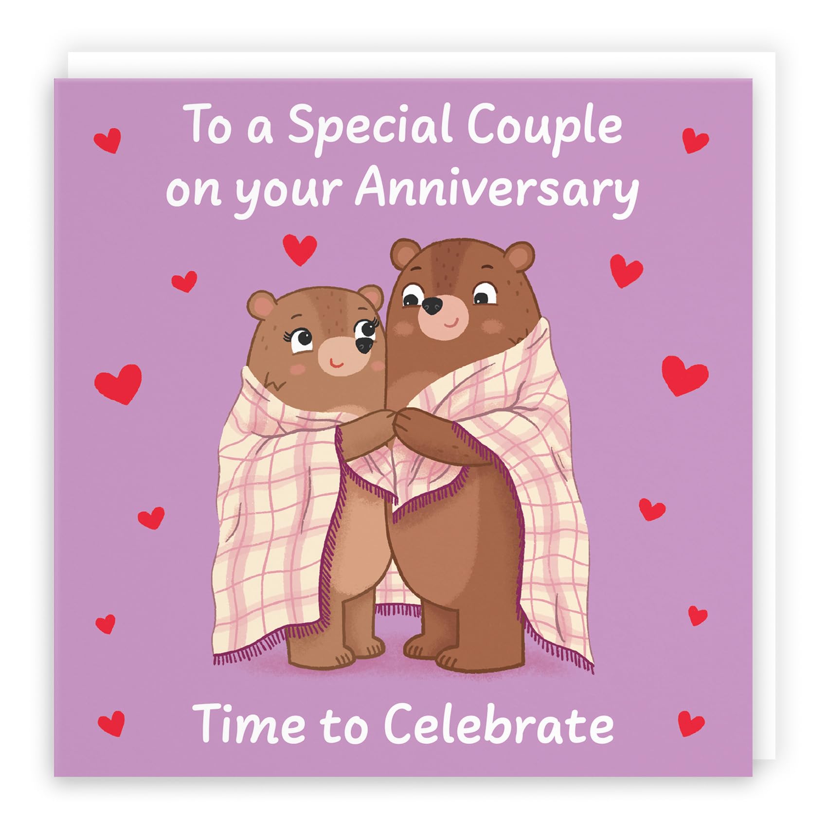 Hunts England - Cute Snuggly Bears Couple Anniversary Card - Fun Bears Anniversary Card - Love Story Collection