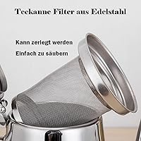 Vista 4 de Tetera dorada, tetera de acero inoxidable con infusores para estufa de té suelta, tetera con mango ergonómico para gas, inducción, estufas