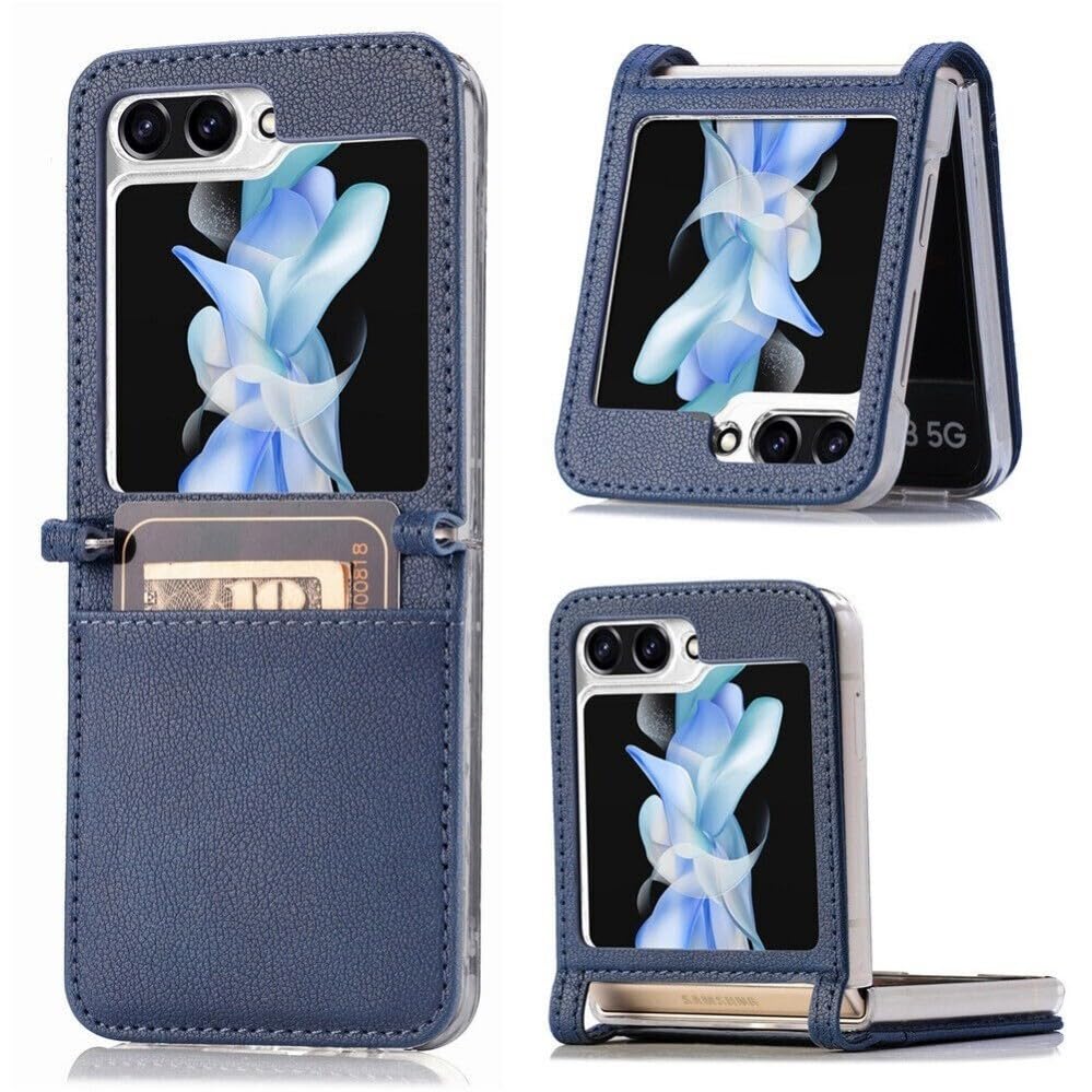 Étui Samsung Galaxy Z Flip 3 bleu anti-chute pour protéger l'écran et ranger vos cartes