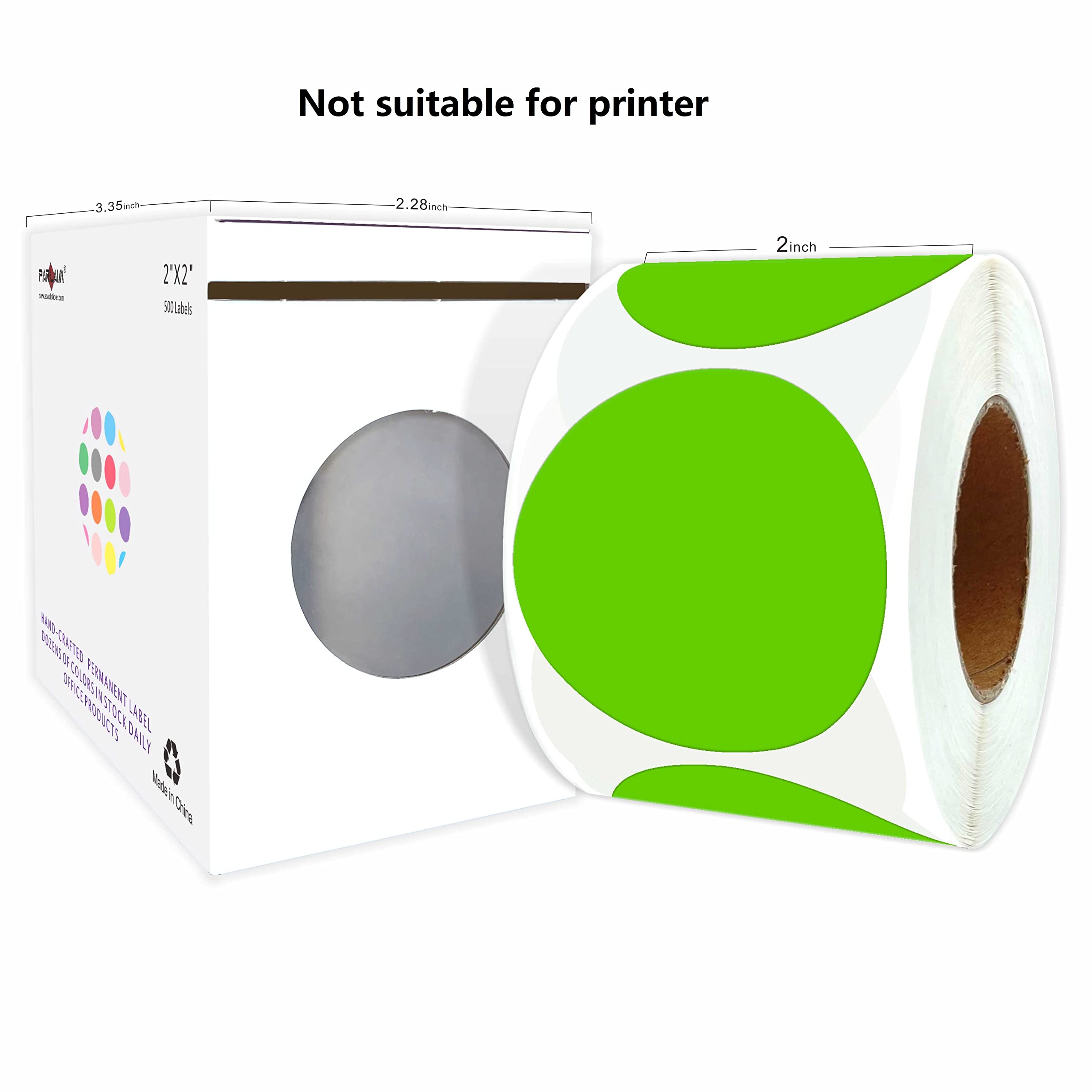 PARLAIM Rollo de 500 pegatinas circulares de 5 cm de diámetro para inventario, garaje, venta, oficina, escuela