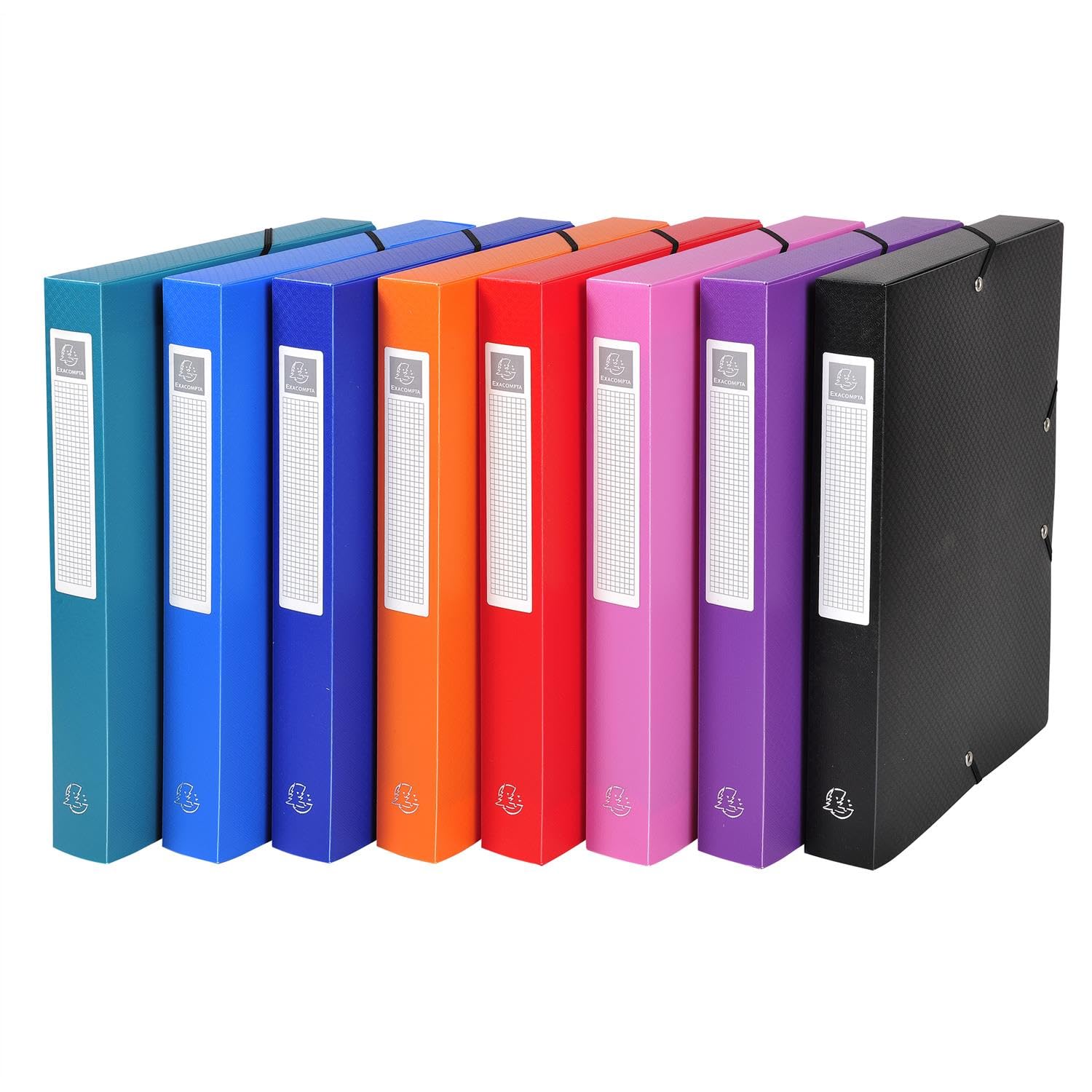 EXACOMPTA Lot de 8 Boites de Classement Exabox Dos 40mm PP 7/10e OPAK - A4 - Couleurs assorties