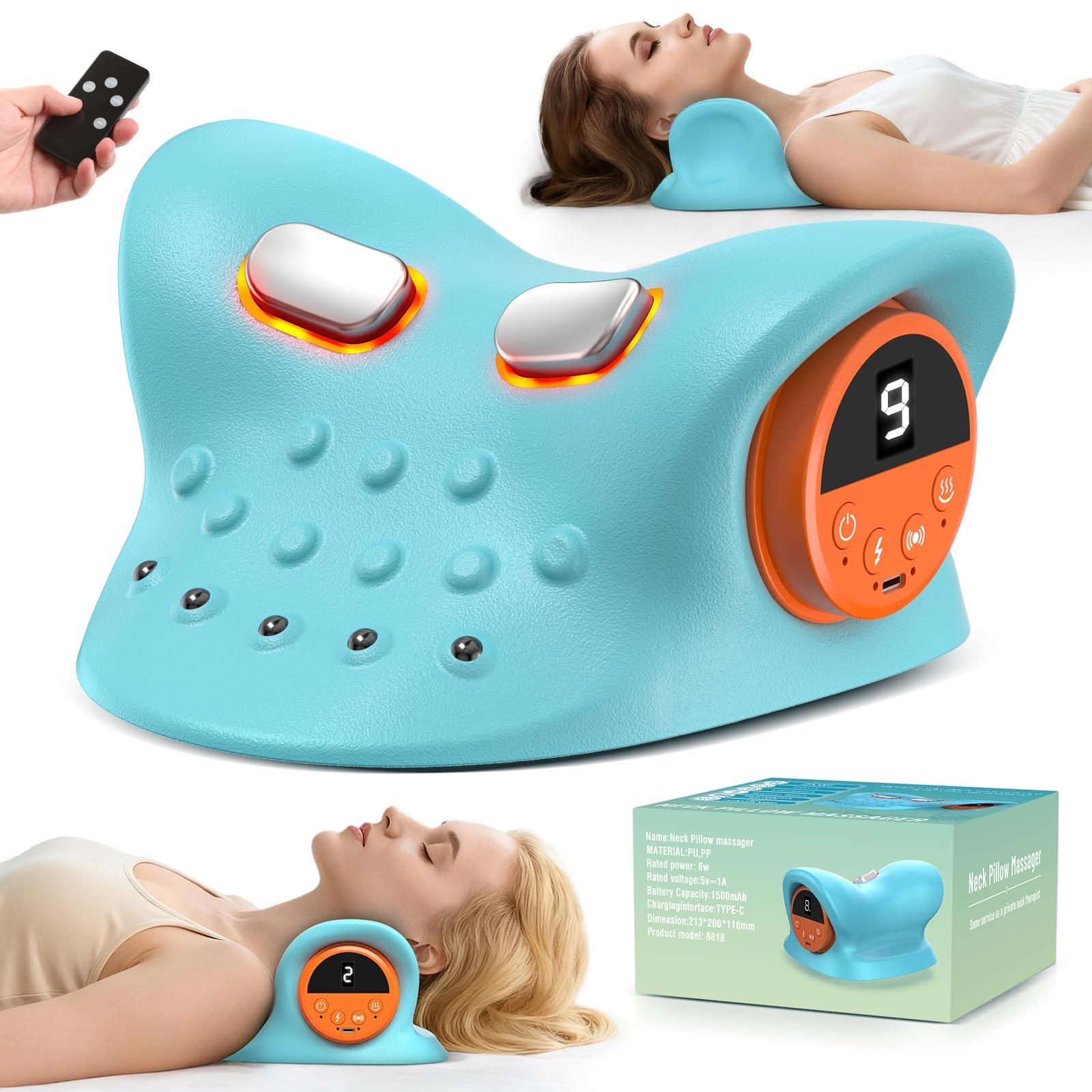 2026 Nouvel Appareil De Massage Cervical, Masseur Cervical 3 En 1 | 3 Niveaux De Compresse Chaude Et De Vibration, 9 Niveaux d'Intensité,Adapté Pour Une Utilisation Au Travail, à La Maison