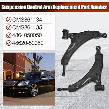 Pair Set of 2 Front Lower Control Arm w/o Bushing Left & Right | Compatible with Lexus LS430 2001-2006 4.3L V8 Driver & Passenger Side Suspension Control Arm Replaces# CMS861134 CMS861135