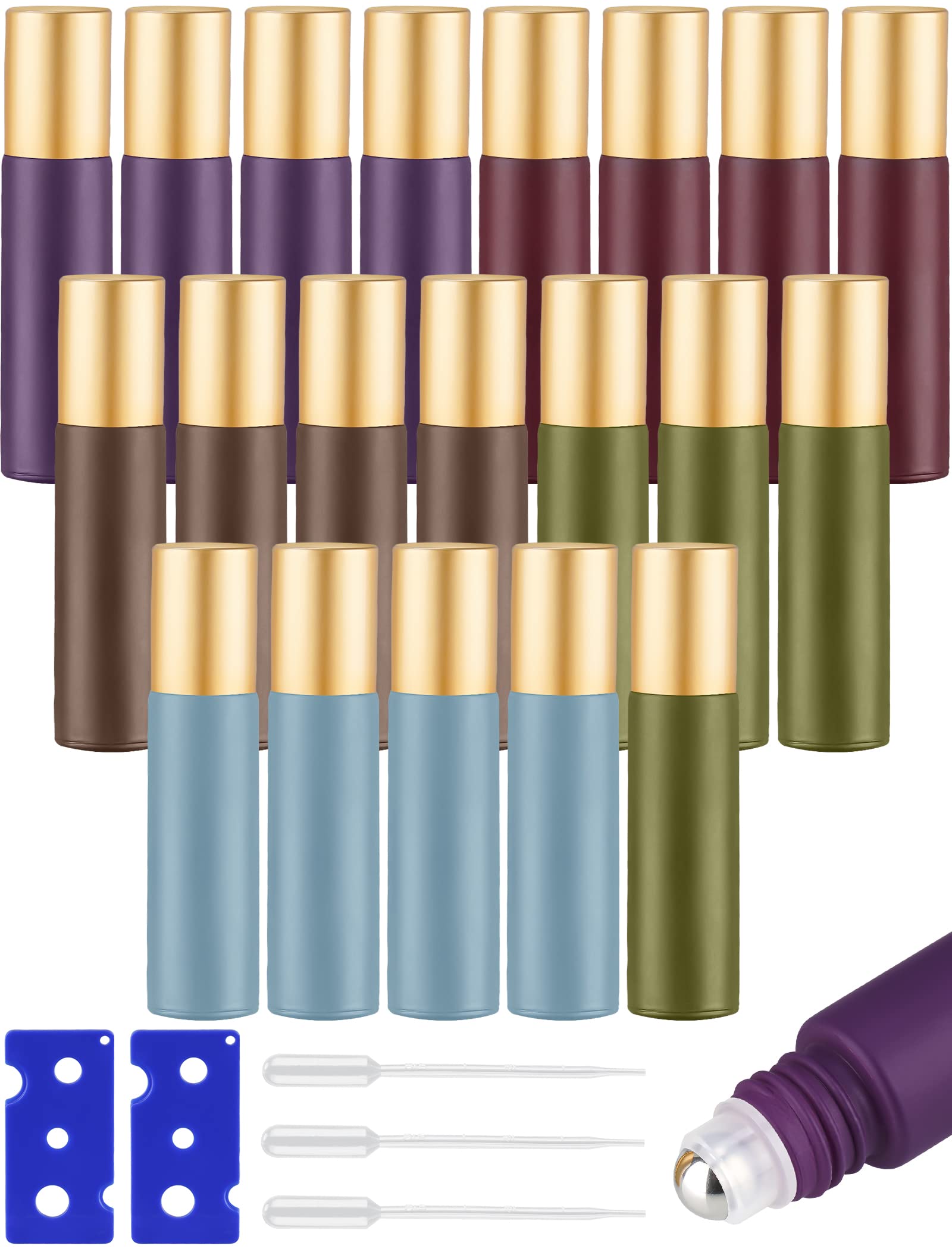Tomorotec NiHome 10ml Colorful Essential Oil Roller Bottles with Stainless Steel Balls 20-Pack