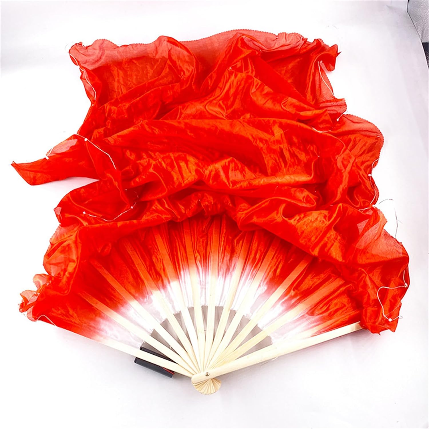 150CM Long LED Belly Dance Fan Illuminated 1PC Wood Frame for Vibranted Stage and Festival Wood Hand