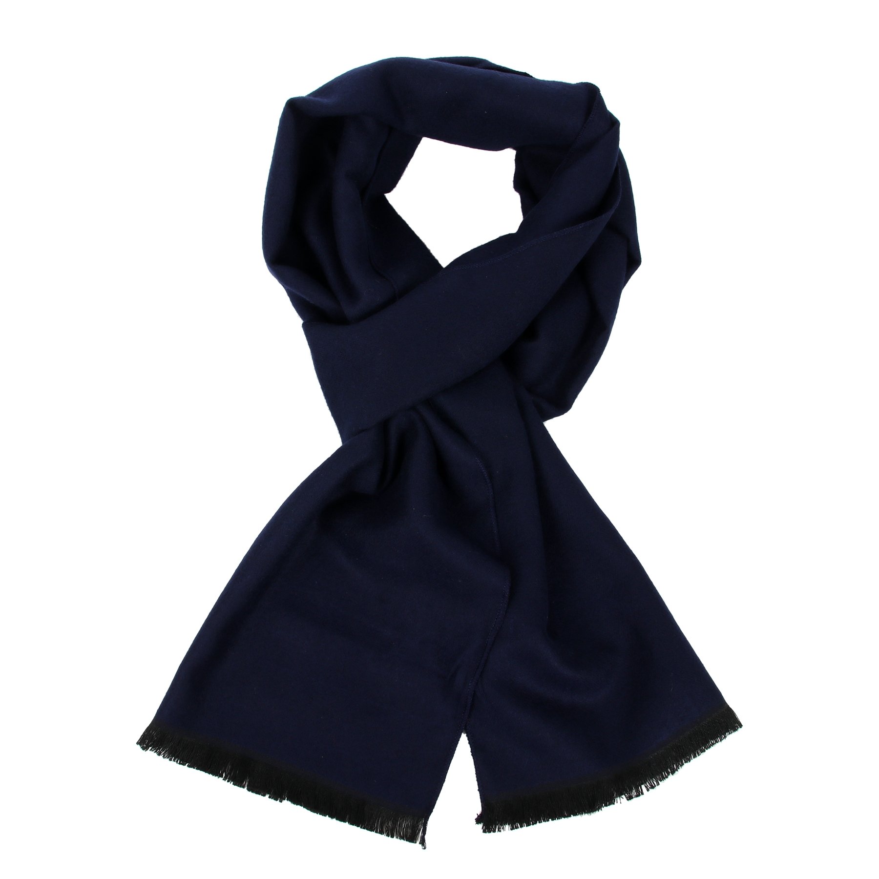 soul young Long Cotton Scarf for Men - Warm Fringe Plaid Scarves With Luxurious Gift Box (Navy)