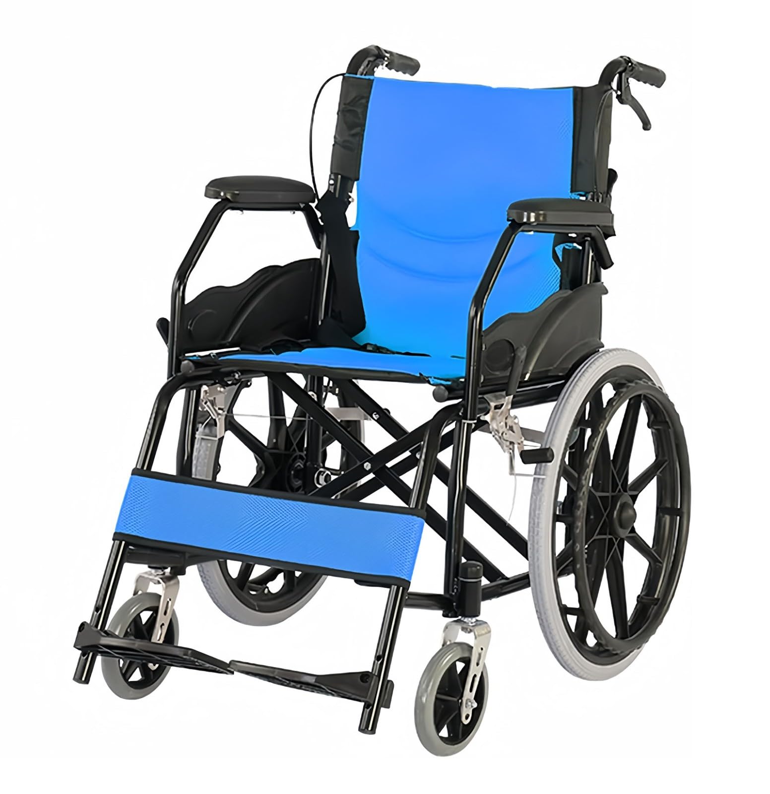 Sedia A Rotelle Pieghevole Leggera con Freno A Tamburo, Sedia A Rotelle da Viaggio per Disabili, Sedie A Rotelle Semoventi Strette E Leggere, Portata 150 kg 3