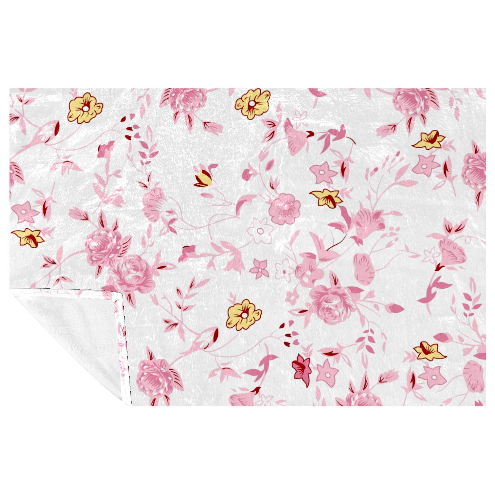 Couverture fleurie rose douce et chaude pour lit et sortie camping