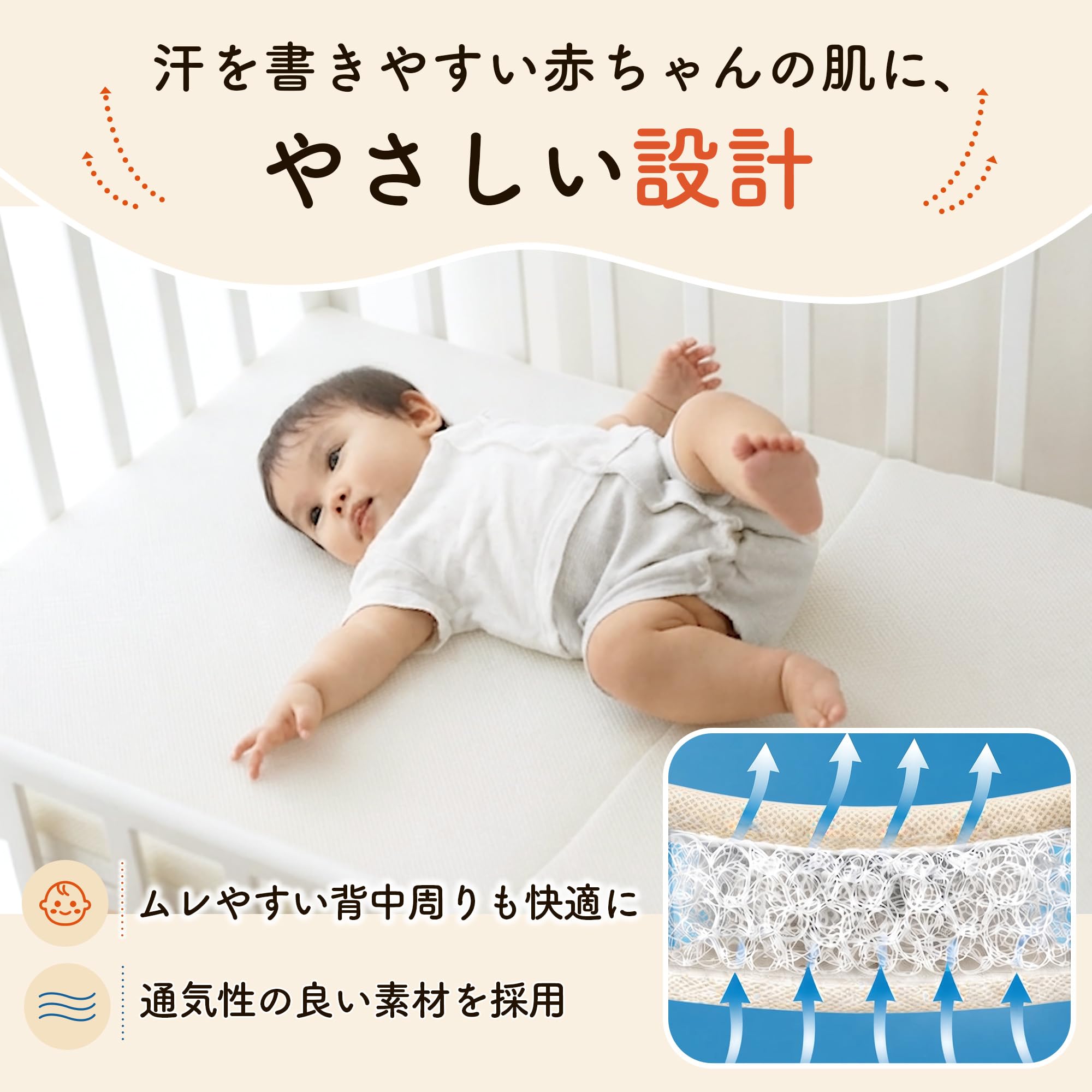 Amazon.co.jp: [エターナル中紡] ベビーマットレス ベビーベッド お
