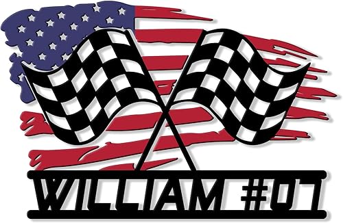 Letrero de metal personalizado de carreras  Decoración de pared con nombre personalizado para dormitorio, garaje o cueva de hombre  Regalo para