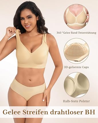 sharllen Women's Seamless Bra without Underwire Full Coverage Large Breasts Strong Hold Padded Minimiser Non-Wired Bralette Push Up T-Shirt Comfortable Bra