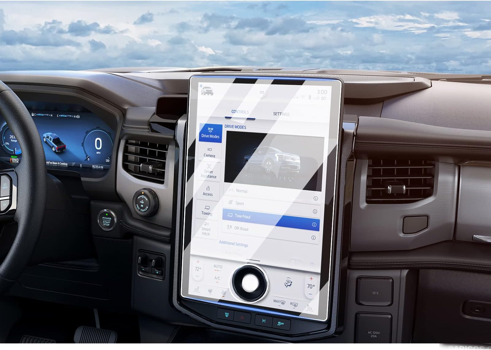 LUWU for 2022 Ford F150 Lightning Screen Protector 2023 F-150 Infotainment Display Screen Protector Foils Tempered Glass Navigation Center Control 2022 F 150 Touchscreen Protective Film 2023 F150 Accessories (15.5 Inch)