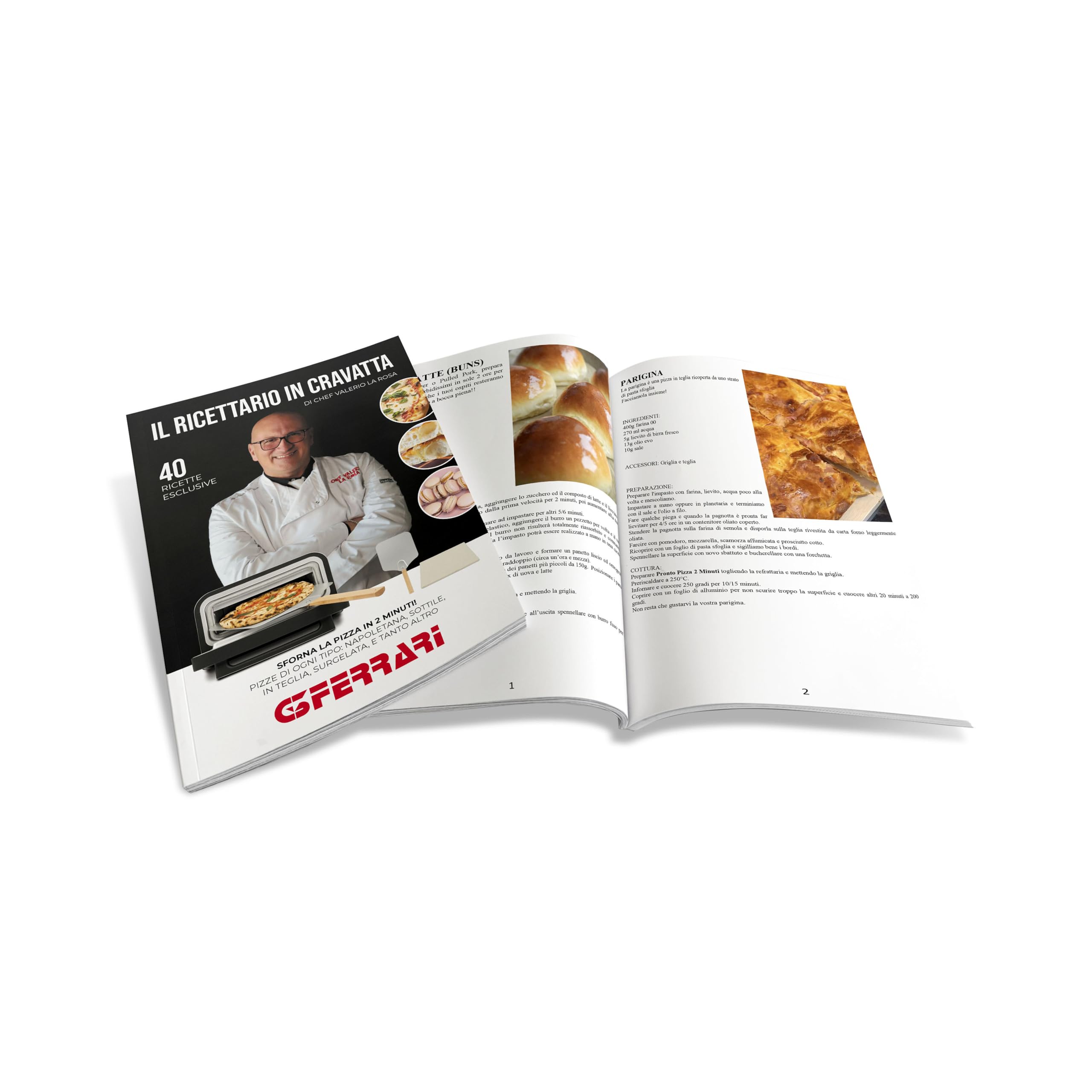 G3 Ferrari G10204 Pizza Pro 2 minutes, 1700 W, atteint jusqu'à 450 °C, murs froids, cuisson en 2 minutes, écran numérique avec 6 programmes, pierre réfractaire, accessoires et livre de recettes inclus