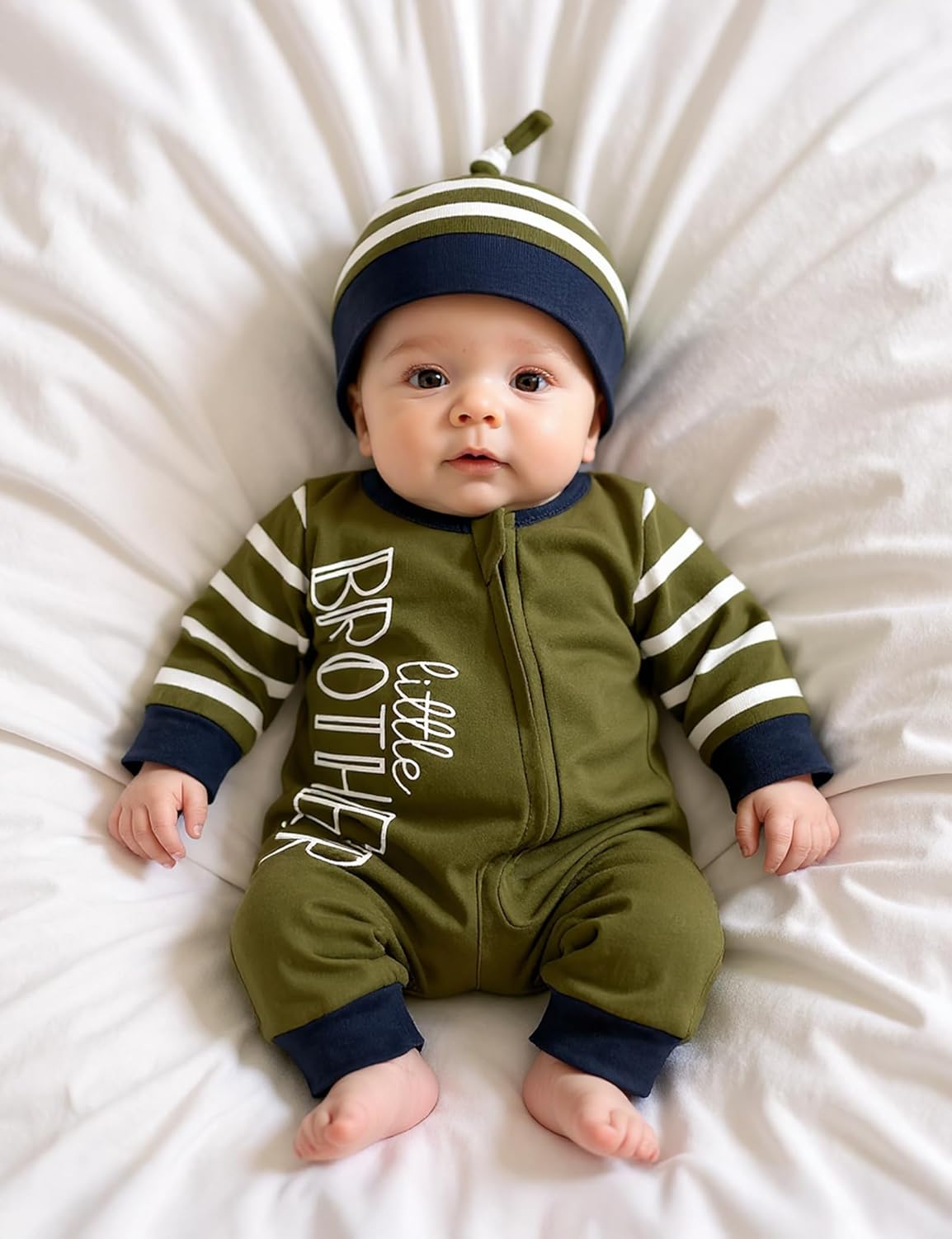 Baby Boy Clothes Newborn Baby Romper Long Sleeve Stripe Jumpsuit with Hat and Gloves Newborn Boy Outfits - Image 2