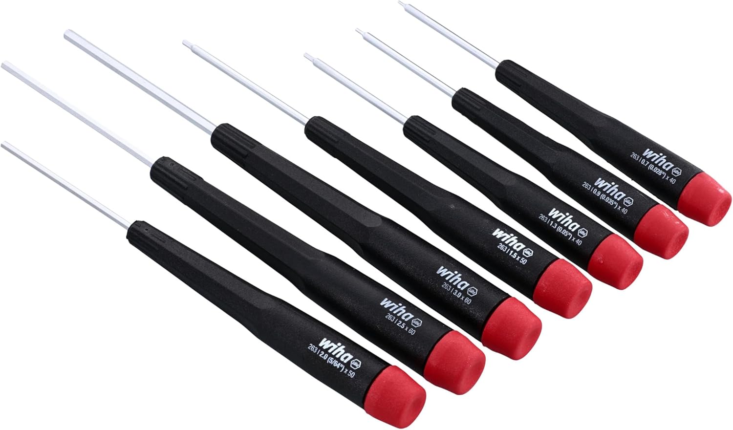 Wiha 26390 Screwdriver Set, Hex Metric With Precision Handle, .7 - 3.0mm, 7 Piece, original version, one size