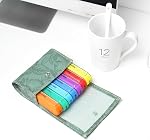 Pill Organizer,Weekly Travel Pill Case Box Medication Reminder Daily AM PM,Day Night 7 Compartments,for 4 Times A Day,7 Days a Week-Includes Leather PU Carrying Case(1-Carved Green)