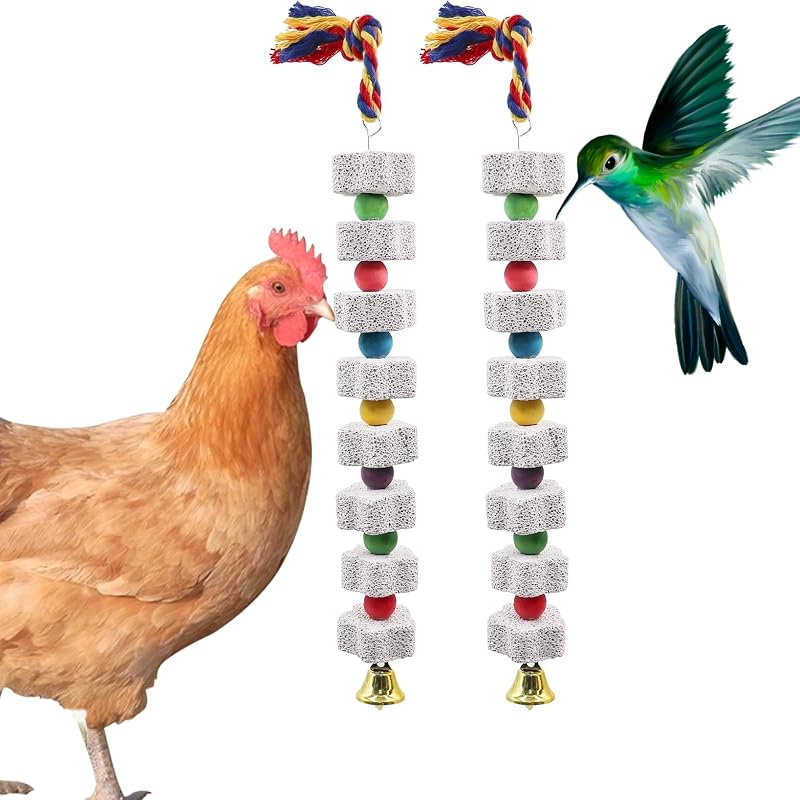 Brinquedo de bloco mineral para aves com sino KABASI, 2 unidades