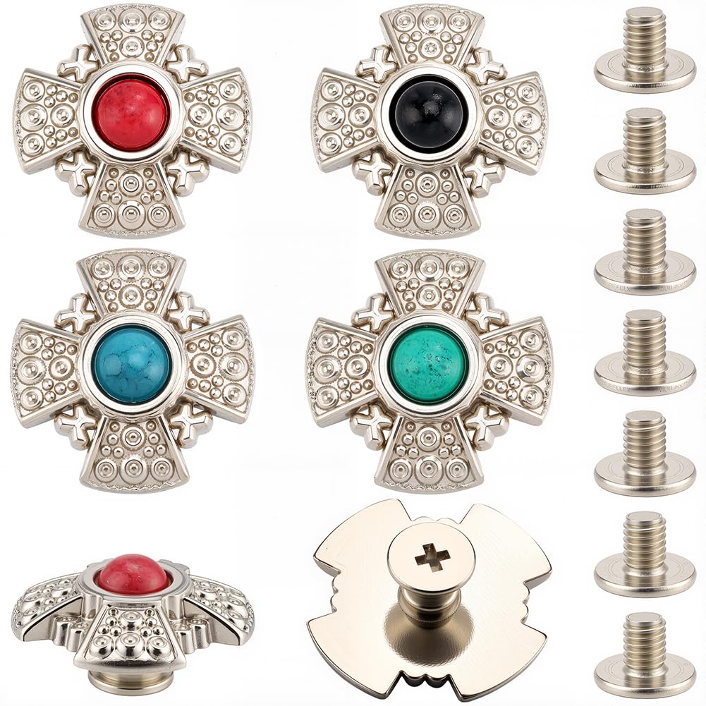Boucles décoratives en forme de croix turquoise CRASPIRE pour loisirs créatifs cuir et tissus