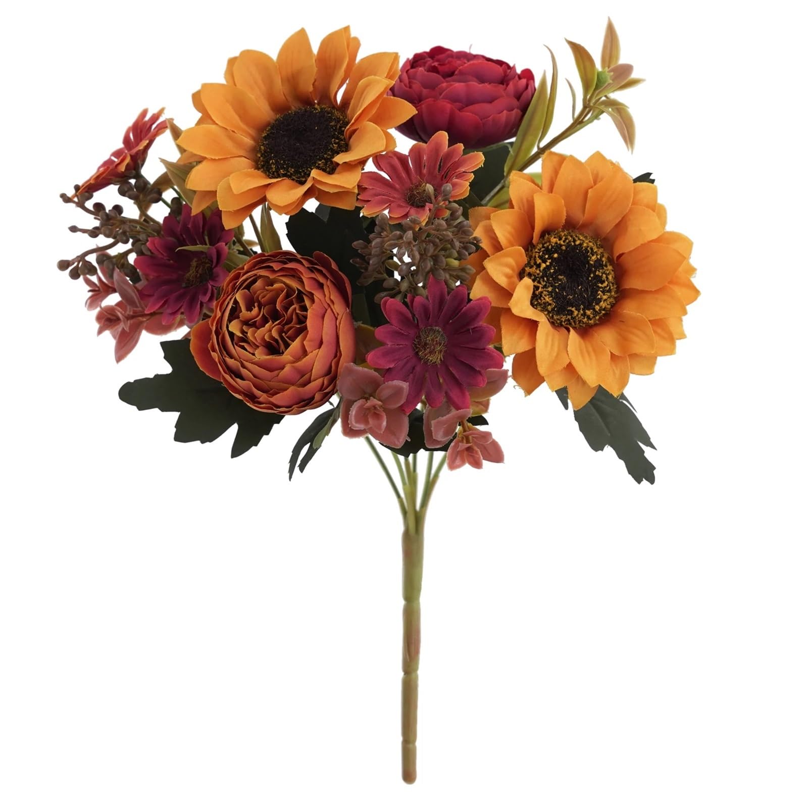 FonHNDG Artificial Flower Branches 1/4Pcs Sunflowers Peony Artificial Flowers Fall Summer Decor, Fake Silk Faux Sunflower Bouquet(Light yellow-1pc)