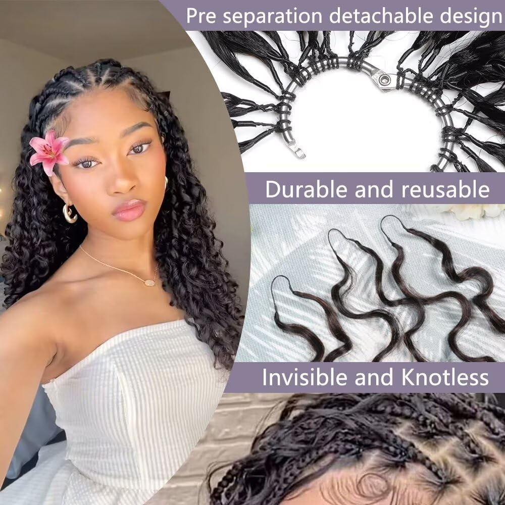 Miracle Knots Hair Burmese Curly Crochet Human Hair 24 Inch 125g Knotless Pre-Separated Feather Crochet hair Bundles 3C 4A Lightweight Reusable Remy Hair Extensions for Black Women Natural Black