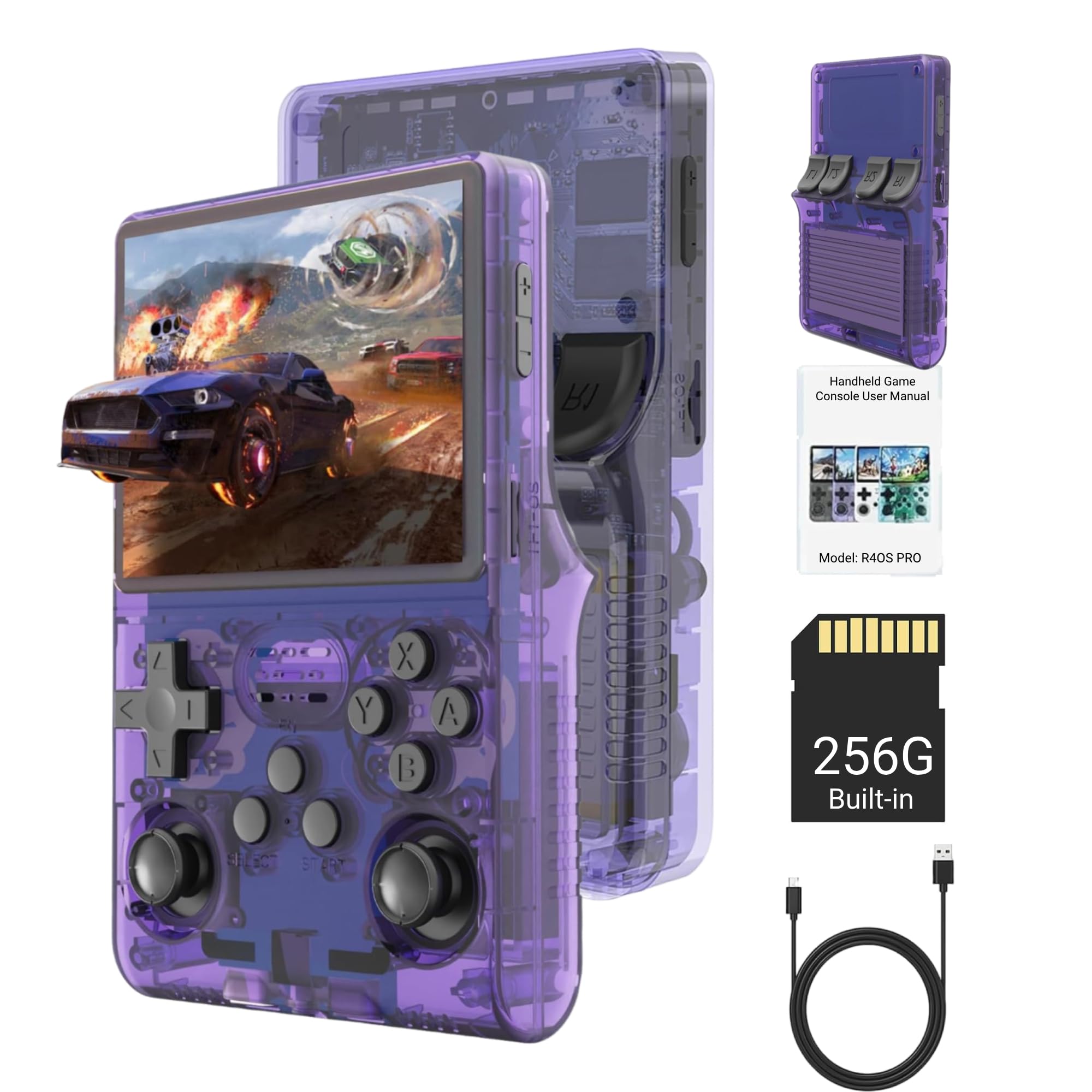 RegiisJoy Console de jeu portable 3,5 pouces écran IPS 30000 jeux mini console rétro 3800mAh portable poche 45 émulateurs 256G TF carte