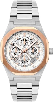 Thomas Earnshaw Mens 42mm Discovery Drake Triple Calendar Skeleton Automatic Watch with Leather Strap ES-8308
