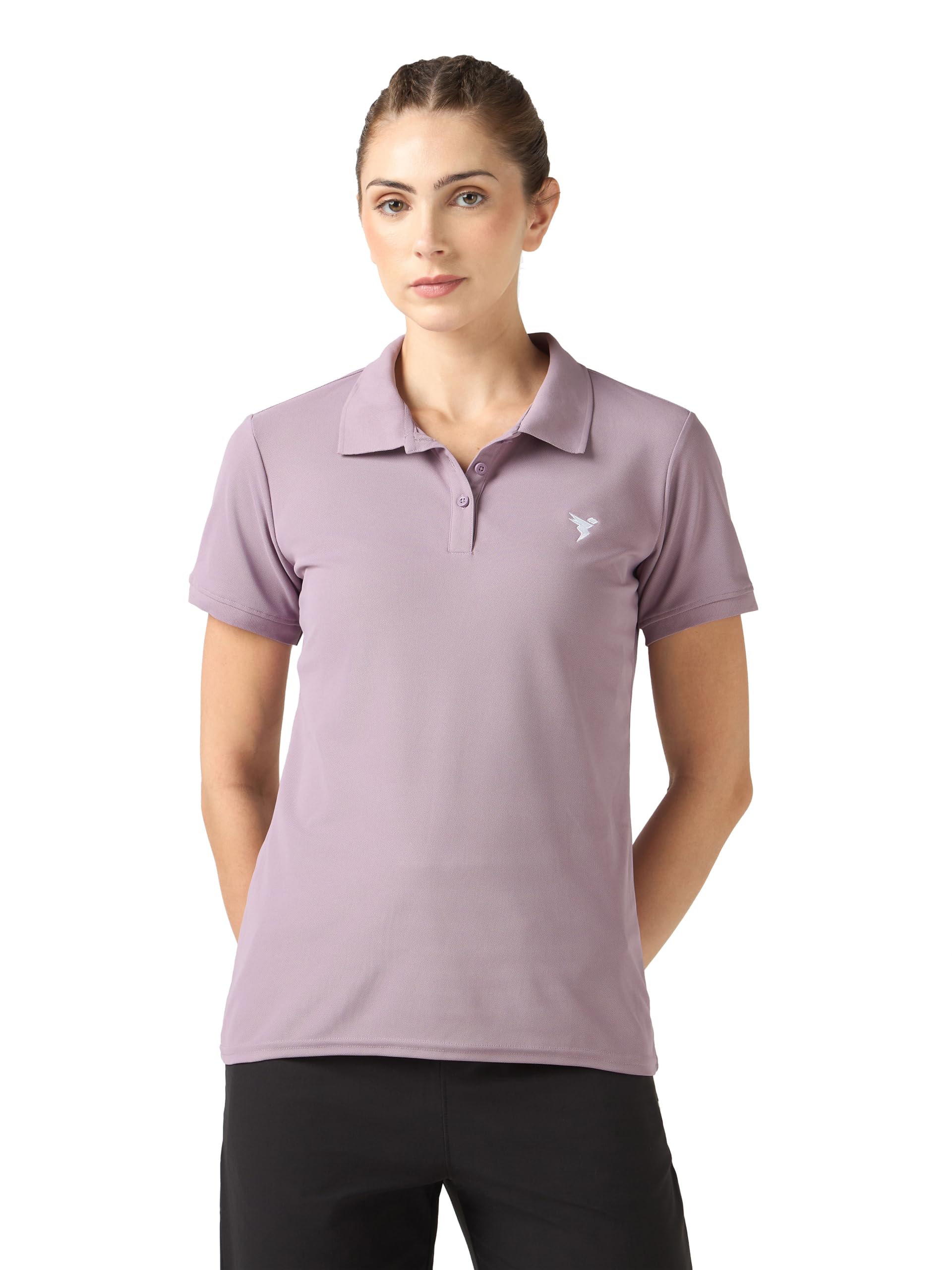 Womens Polyester Slim Fit Solid Half Sleeve Polo Matpiq T-Shirt with Techno Dry, Anti Static for Regular Use