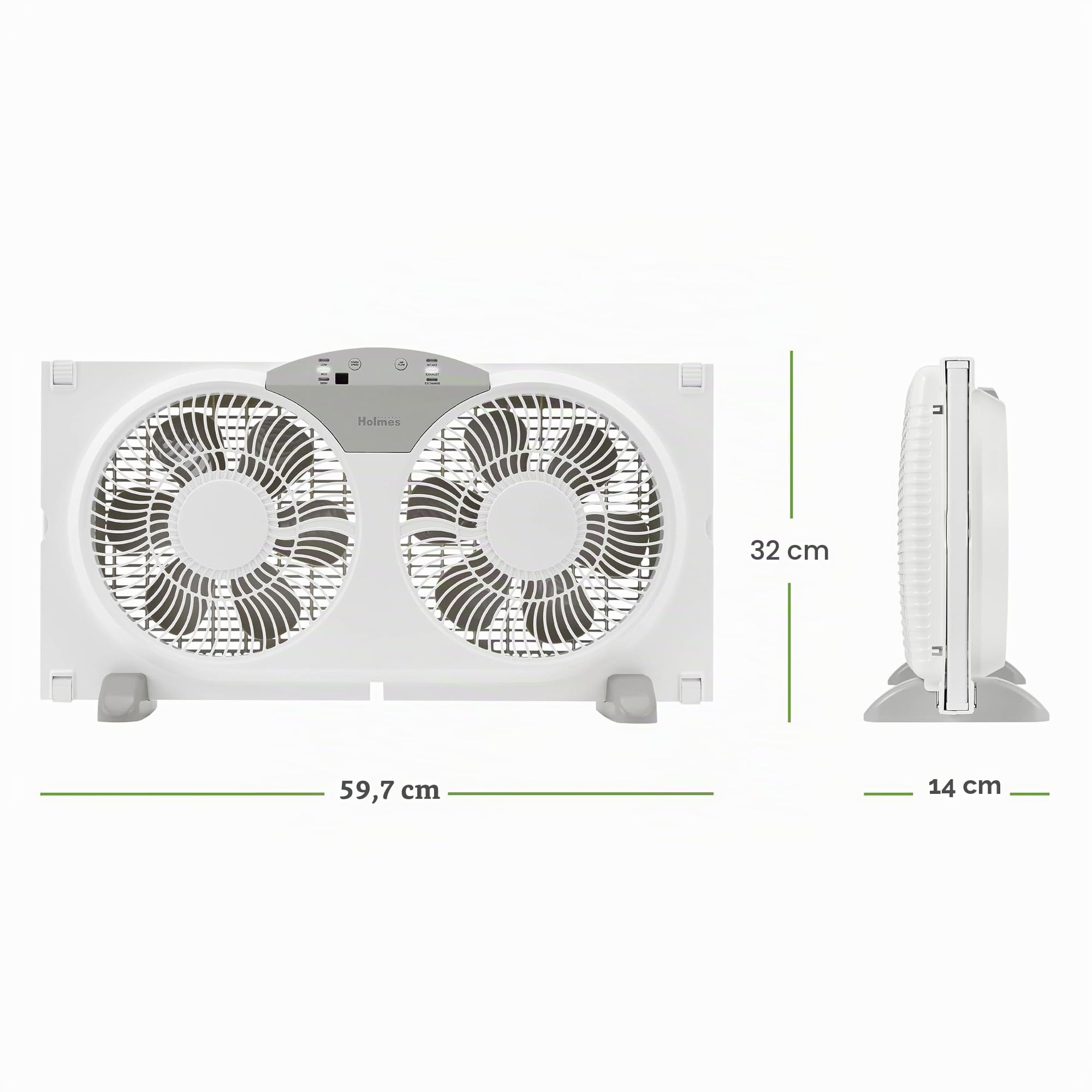 Holmes Ventilador de ventana digital doble de 9 pulgadas, aspas reversibles, intercambio de entrada/salida, 3 velocidades, paneles extensores integrados, ideal para el hogar, dormitorio u oficina,