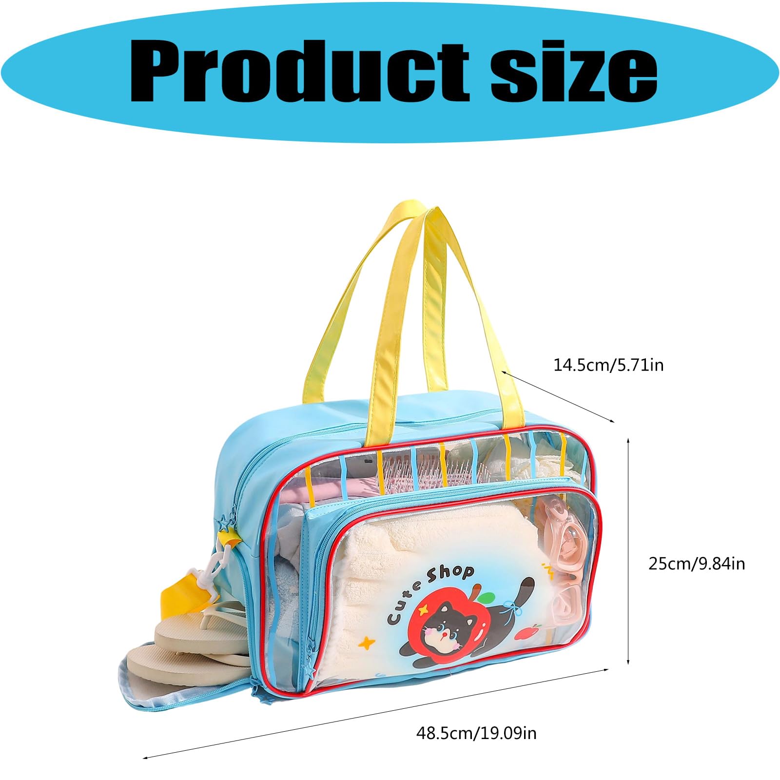 PANGBOER Pratica Borsa Impermeabile per Viaggi in Palestra, Nuoto in Spiaggia con Scomparti Separati e Borsa da Toilette da Viaggio con Tasca Frontale in PVC