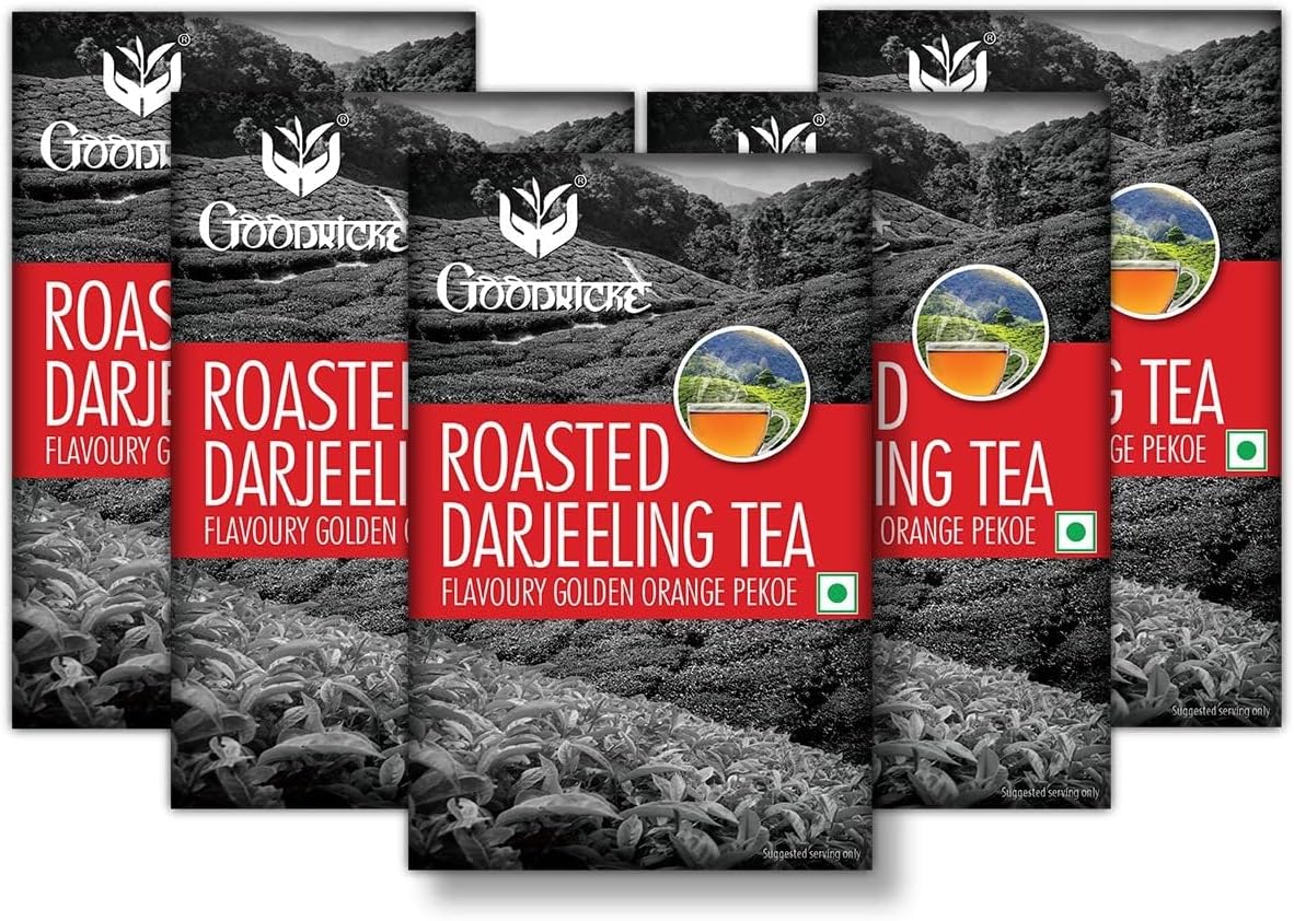 GOODRICKE Roasted Darjeeling Tea - 250Gm(Pack Of 5)| 100% Pure & Original Long Leaf Chai | Flavoury Golden Orange Pekoe | Premium Black Loose Leaves Tea With Rich Taste & Flavor
