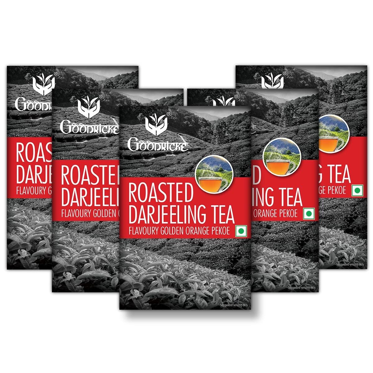 GOODRICKE Roasted Darjeeling Tea - 250Gm(Pack Of 5)| 100% Pure & Original Long Leaf Chai | Flavoury Golden Orange Pekoe | Premium Black Loose Leaves Tea With Rich Taste & Flavor