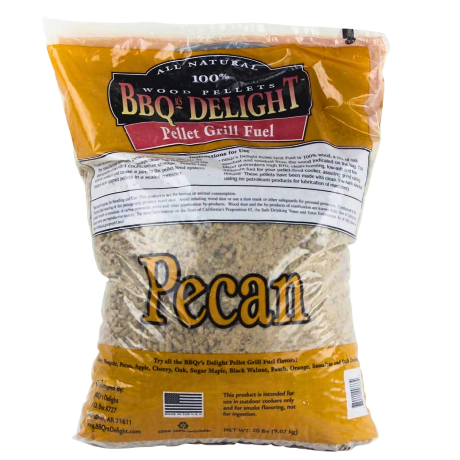 Pekannuss-Geschmack BBQR's Delight Smoking BBQ Pellets 9 kg