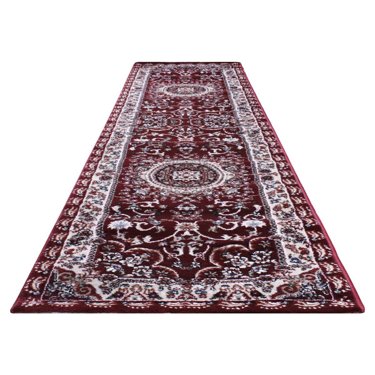 SaRani Tappeto Guida Passatoia Corsia Classico Orientale Pelo Corto Lungo per Corridoio, Ingresso, Scala (Bordeaux, 290x70 cm)
