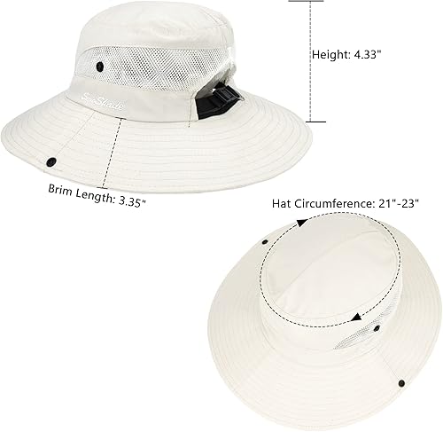 Miniatura 3 de Sombrero de sol para mujer con protección UV, malla plegable de ala ancha para exteriores, verano, playa, pesca, con agujero para cola de caballo