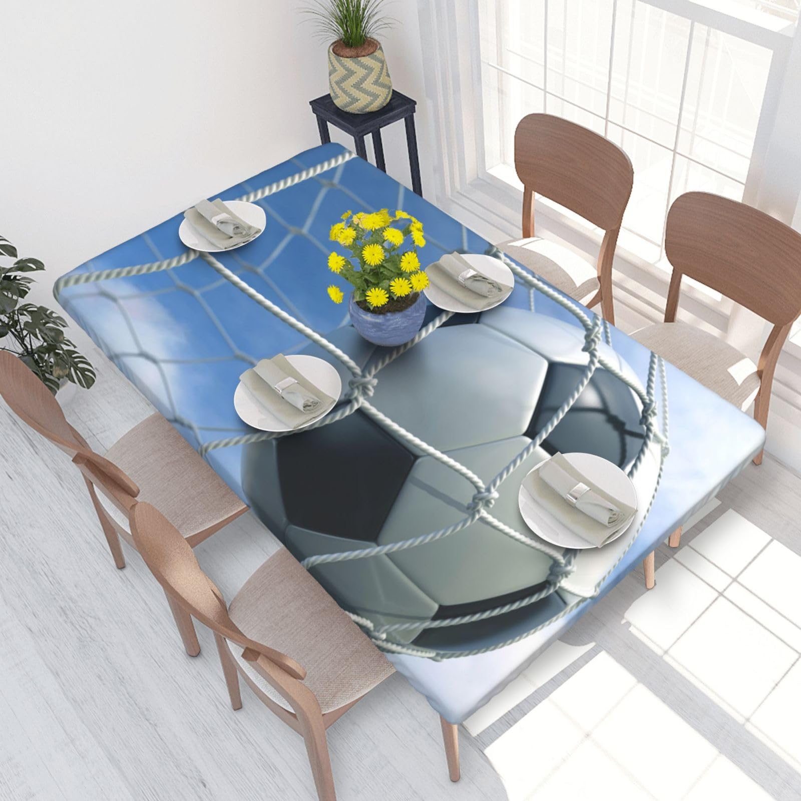 BNVSADC Soccer Printed 4FT Tablecloth 122x76 CM Polyester Kitchen Water Resistant Table Cloth Dining Table Decoration Table Covers