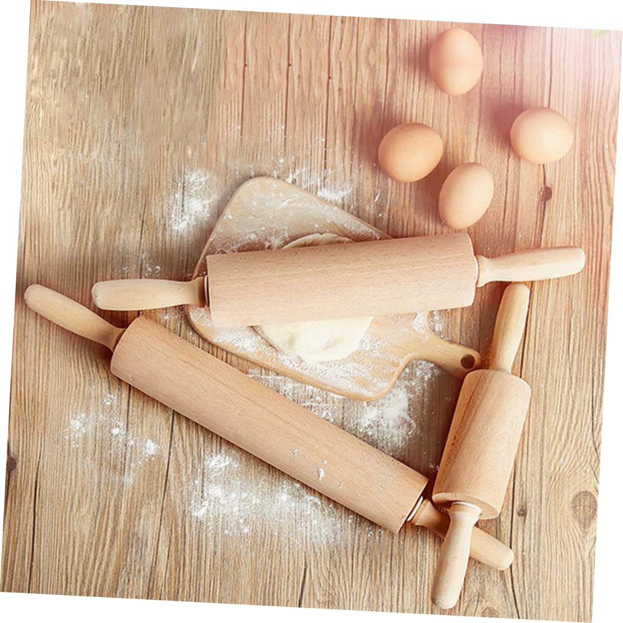 2piezas Rodillo de Amasar sin Cera Rodillo de Masa sin Pintar para Hornear Pan Pasteles Galletas Pizzas Tartas y Fondant Talla