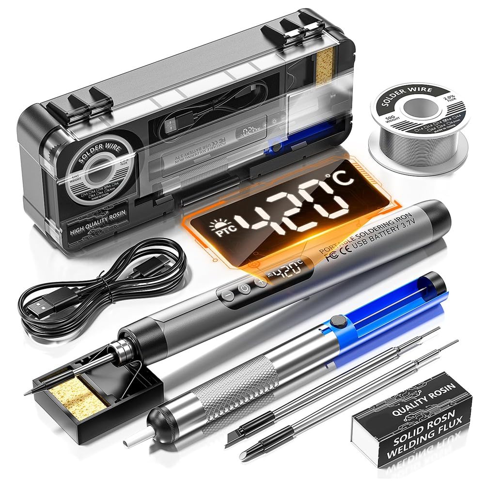 Bloepum Cordless USB Digital Soldering Iron Adjustable Temperature Type-C Interface Intelligent Solder Welding Iron Tool