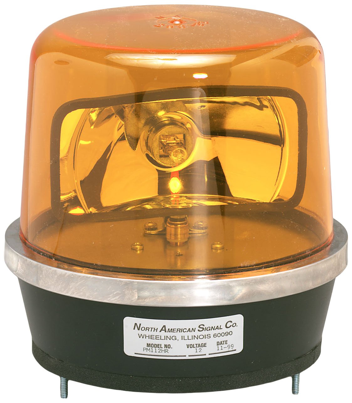 North American Signal 112HR-A Halogen Rotating Beacon, Permanent Mount, Amber