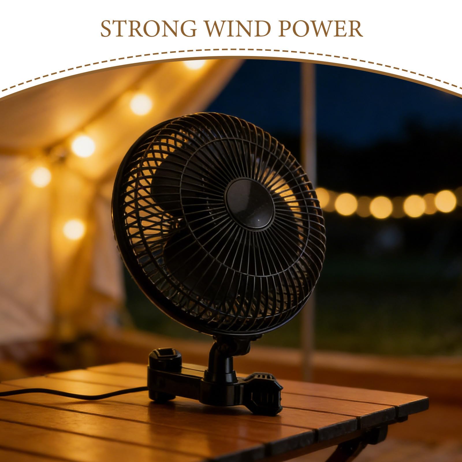 CLISPEED Ventilador Clip Portátil para Fiesta Verano, Ventilador Oscilante Abrazadera para Dosel y Mesa, Material Abs Imán de Cobre, Ligero Larga Duración