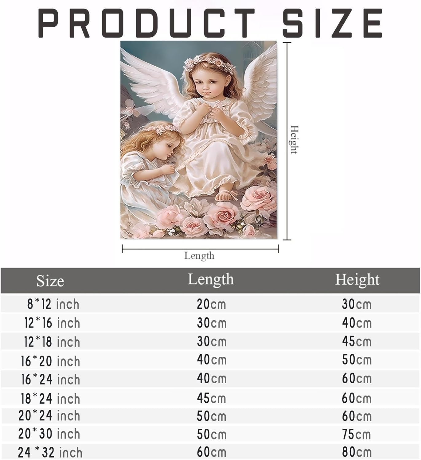 Diamond Painting Kits for Adults, Flowers and Two Little Angels 5D DIY Diamond Painting Full Round Drill Craftwork for Beginners Gem Art Painting Home Wall Decor Gift 12x18 Inch