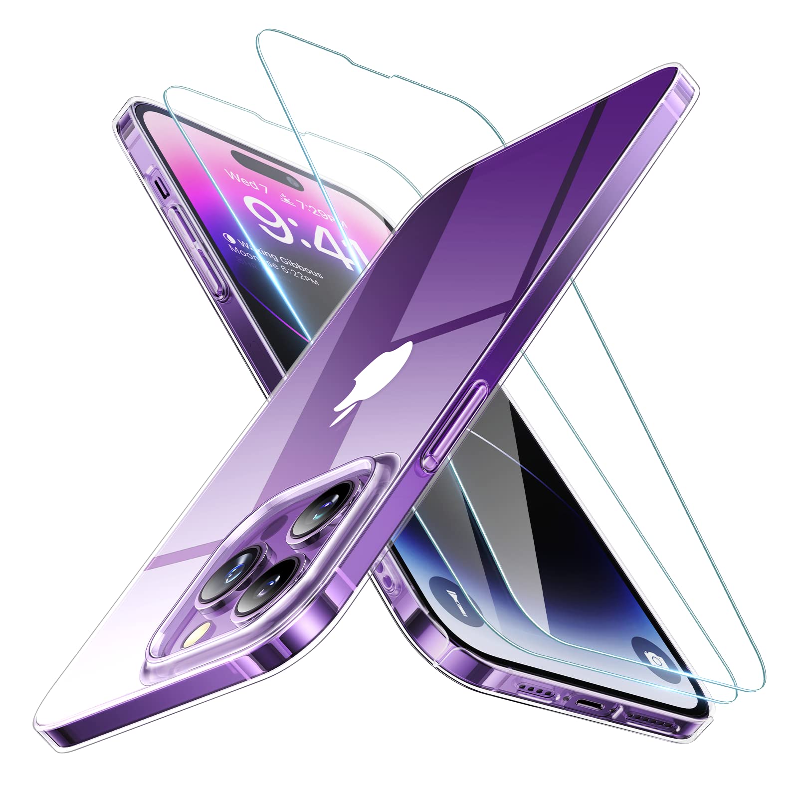 TORRAS Never dusty & yellowing iPhone 14 Pro Case and Screen Protector [Fully Protective at Thinnest Size] iPhone 14 Pro Phone Case Ultra Slim Thin Hard Matte Case iPhone 14 Pro Cover-Clear