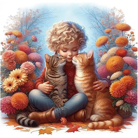 Kulvci Diamond Art Kits for Adults Cat, Diamond Painting Kits for Beginners, DIY 5D Diamond Painting with Round Gem Art Kits for Adults for Gift Home Wall Decor 12x12inch