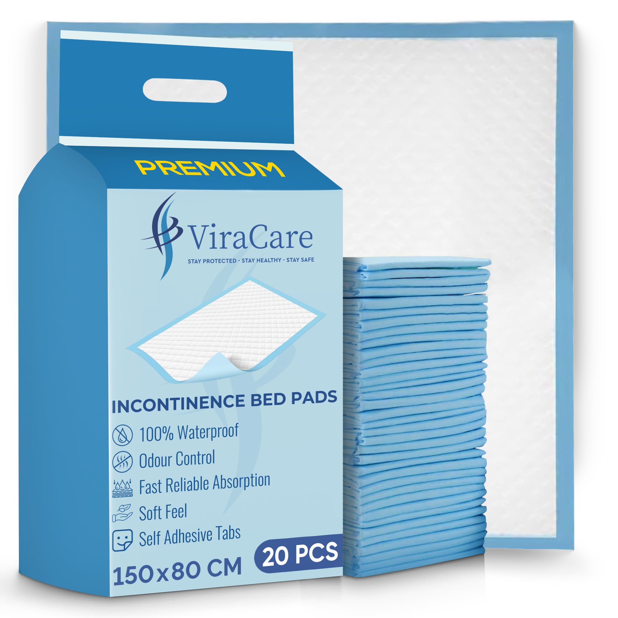 Lot de 20 alèses de lit jetables pour incontinence - 150 x 80 cm - Offre un toucher doux - Pour incontinence - Protection de lit pour enfants - Maternité