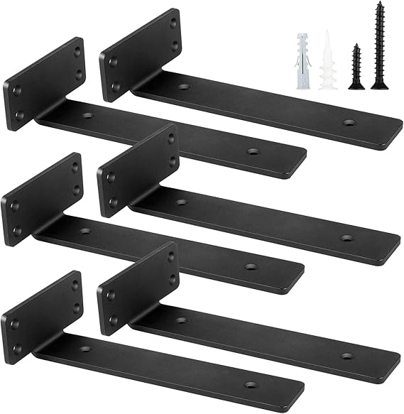 Floating Shelf Brackets 10 inch,Heavy Duty Shelf Brackets,Black Shelves