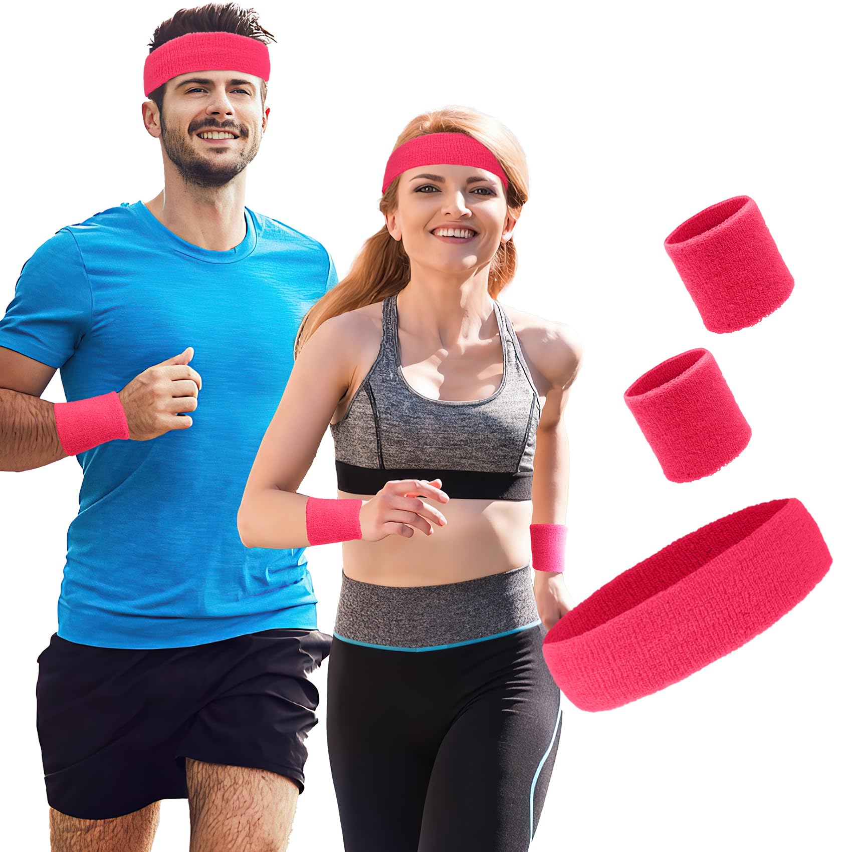 Workout Headbands for Women,Sports & Outdoors Headbands Wristband,Neon Headbands,Gym Accessories for Women,Moisture Wicking Hairband,Sweatbands for Running,Baseball,Cycling,Yoga,Head Wrist Sweat Bands
