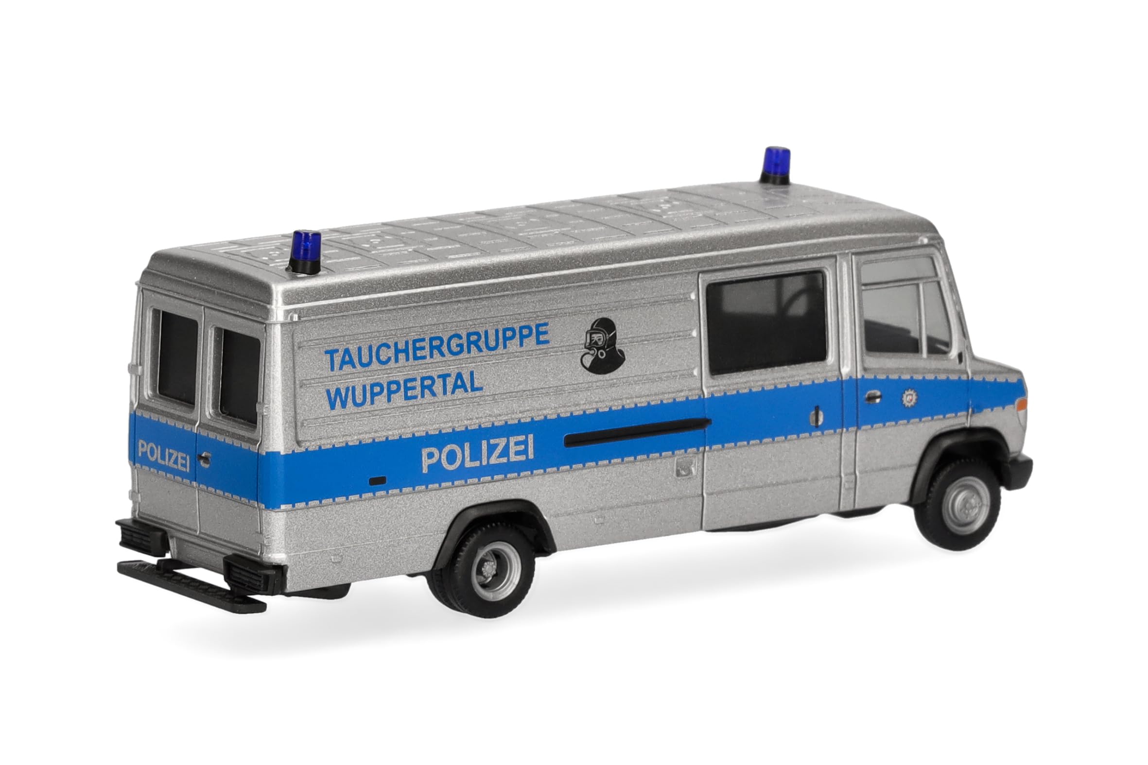 Herpa modello di camion Mercedes-Benz T2 Vario furgone "Polizia subacquea Wuppertal", in scala 1:87, pezzo da collezione, modello tedesco, statuetta plastica