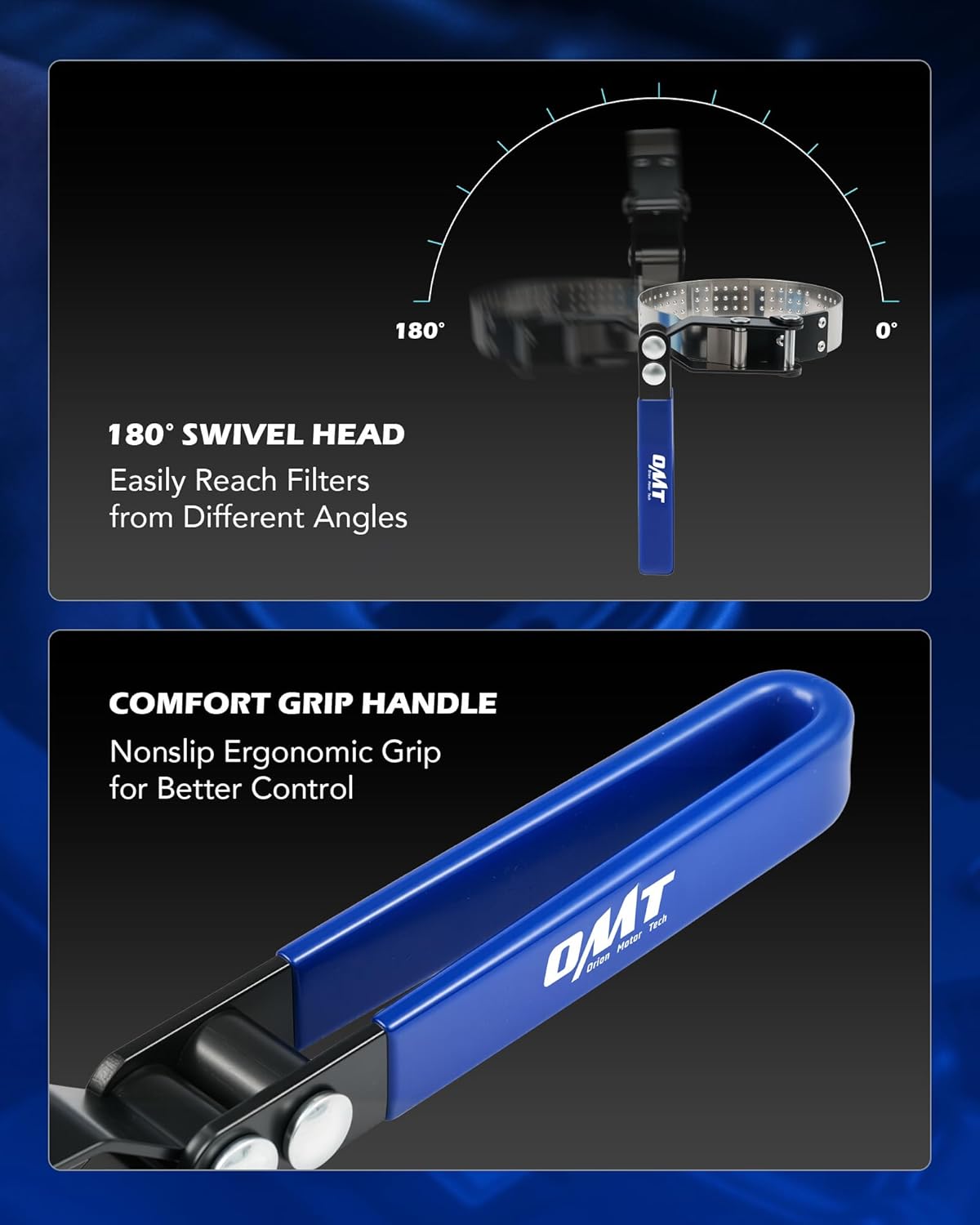 Orion Motor Tech Oil Filter Wrench Set, 9 Piece Oil Filter Removal Tool Kit with Adjustable Oil Filter Wrenches 2-3/4" to 5-1/4", 9" & 12" Pliers, 1/2" to 3/8" Adapter, Universal 3-Jaw Removal Tool