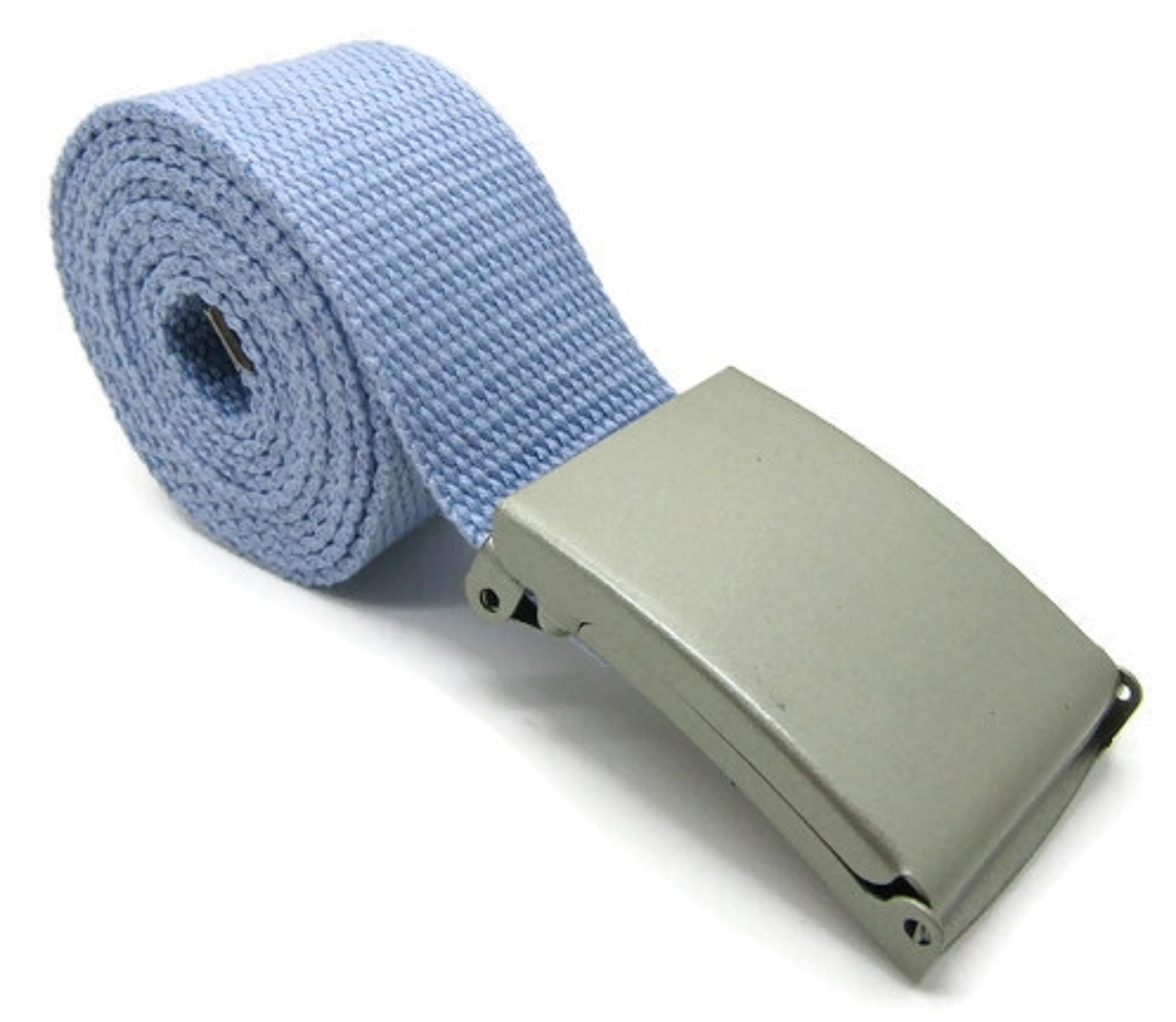 TheGloveHut Unisex Cotton Canvas Webbing belt Buckle (Pale Blue, Extra Large 44")