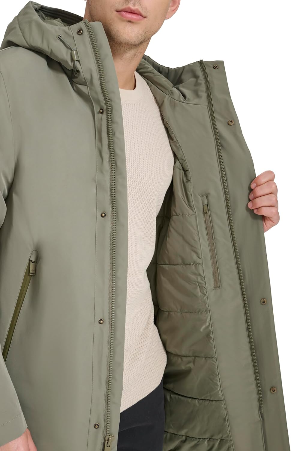 DOCKERS Men's Softshell Mid-length Hooded City Coat